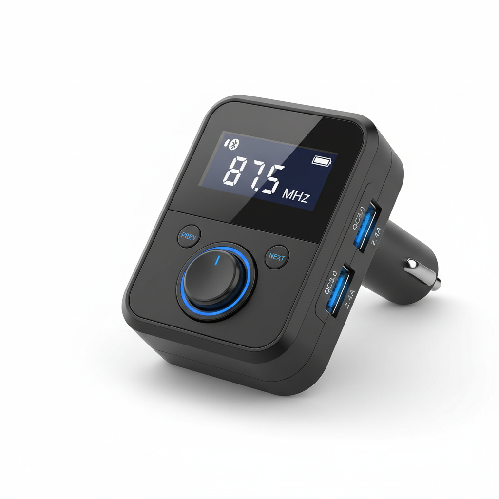 Car Bluetooth FM Transmitter – Hands-Free, Dual USB