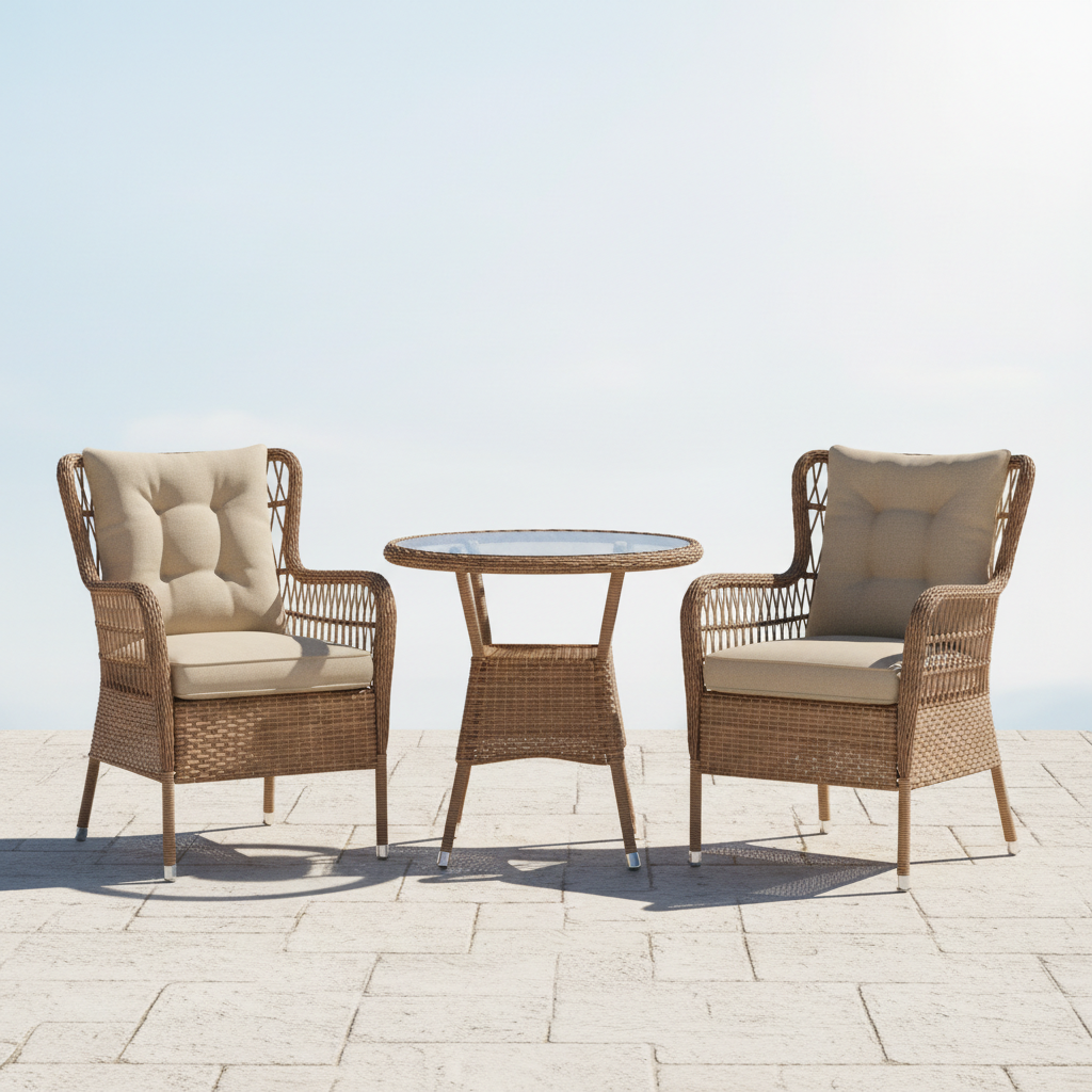 Garden Rattan Bistro Set – 3 Piece
