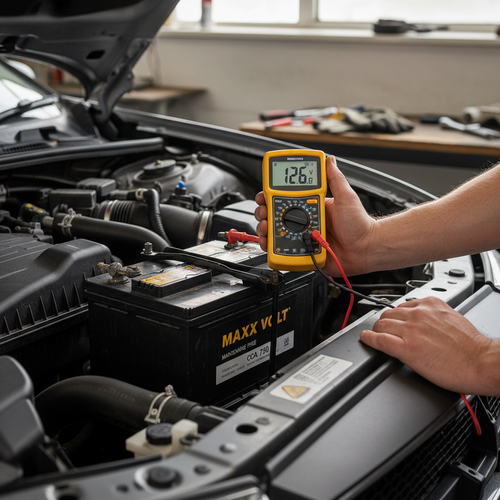 Person using multimeter to test car battery lifestyle