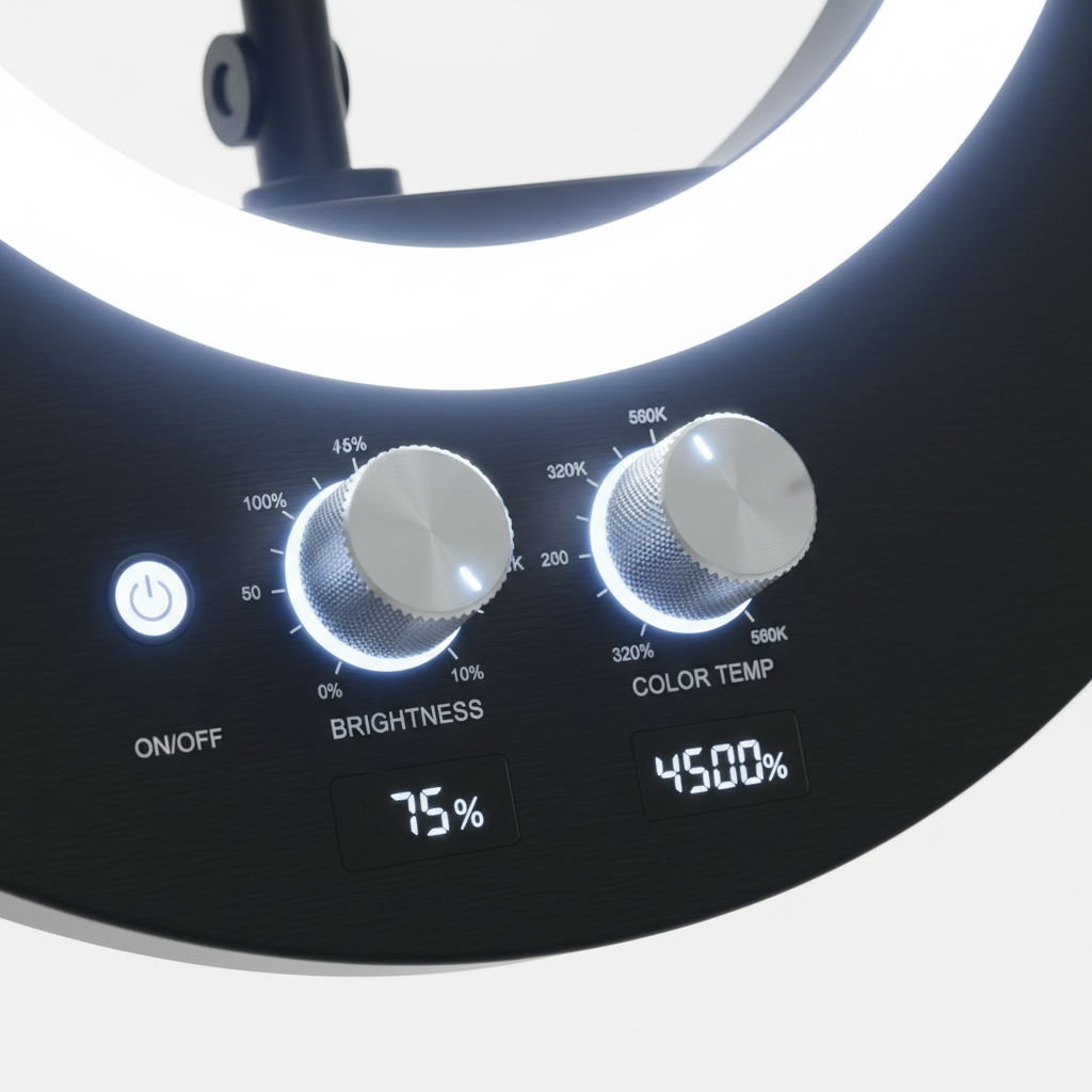 Ring light control dial detail shot