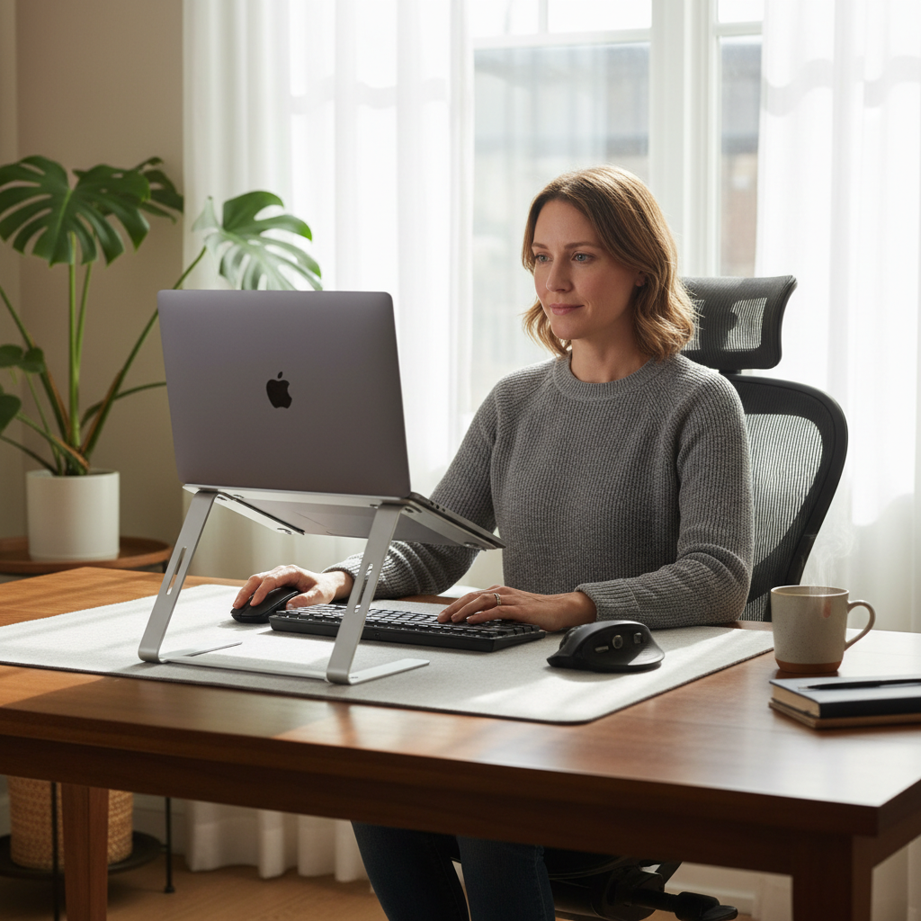 Laptop stand in home office lifestyle