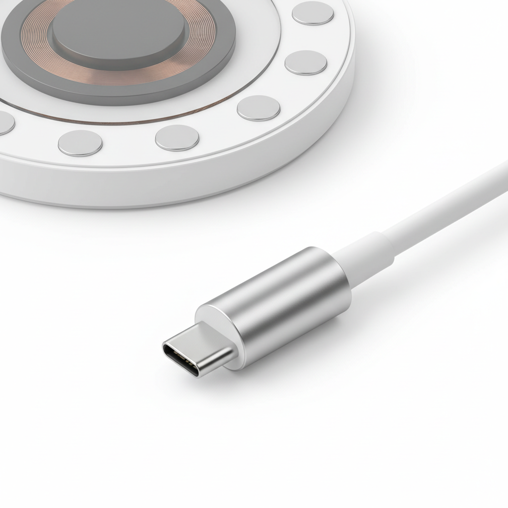 Magnetic wireless charger detail close-up