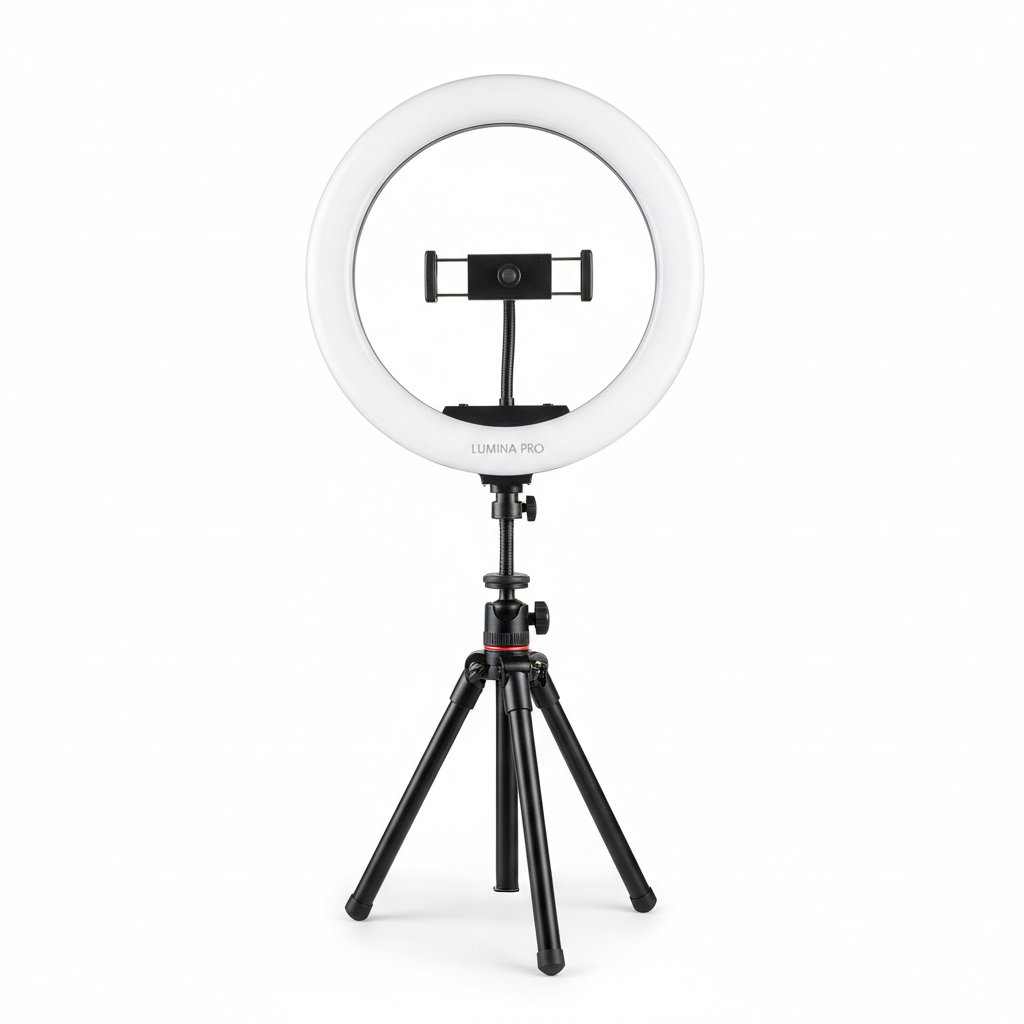 LED Ring Light with Phone Holder studio shot