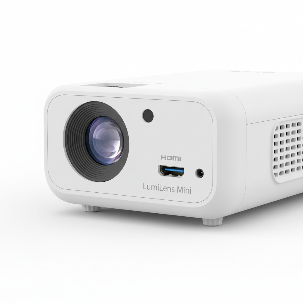 Mini projector lens and ports detail shot